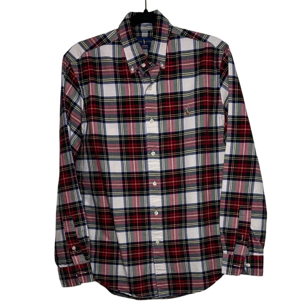 Ralph Lauren Classic Fit Plaid Button Down Shirt Men's Size M Red Green Blue - Picture 2 of 6
